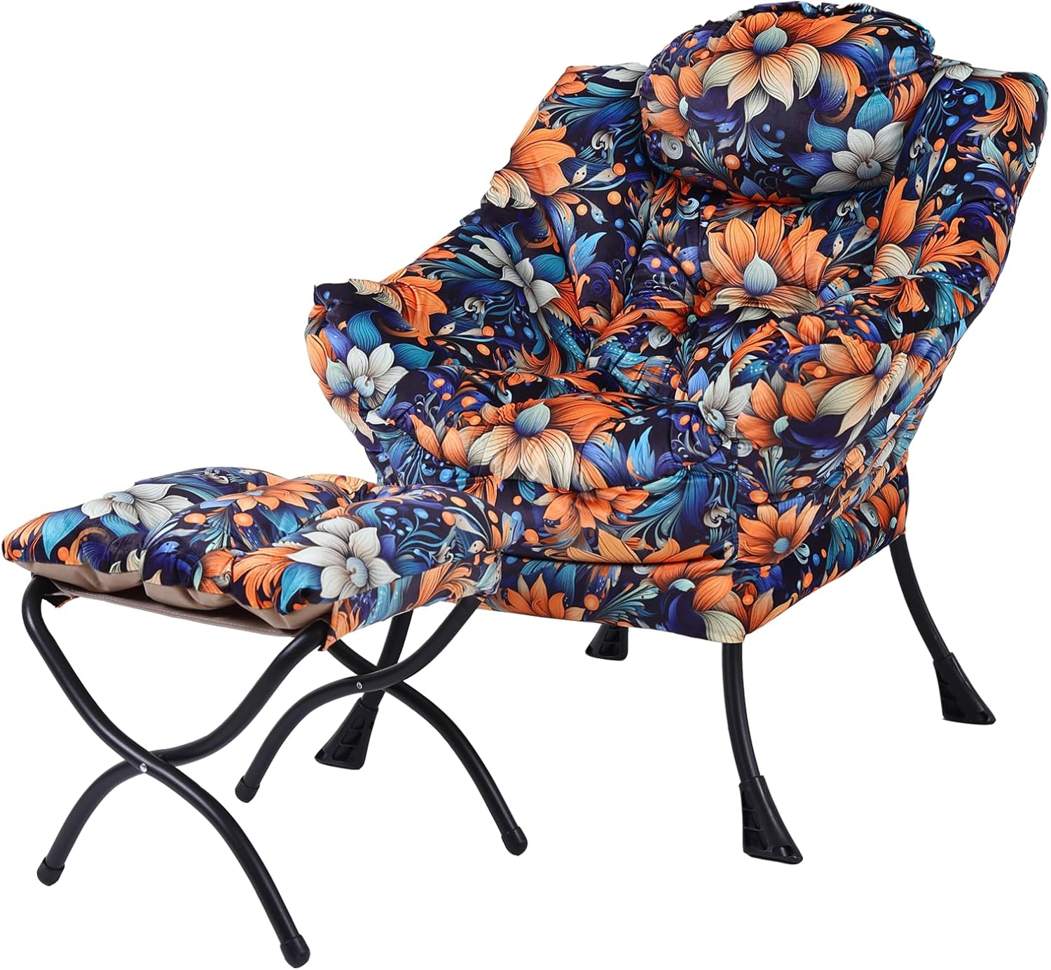 Welnow Lazy Chair with Ottoman, Modern Lounge Accent Chair with Armrests and a Side Pocket, Leisure Sofa Chair Set, Reading Chair with Footrest for Small Space, Corner Chair, Plush Grey - Grand Goldman