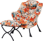 Welnow Lazy Chair with Ottoman, Modern Lounge Accent Chair with Armrests and a Side Pocket, Leisure Sofa Chair Set, Reading Chair with Footrest for Small Space, Corner Chair, Plush Grey - Grand Goldman