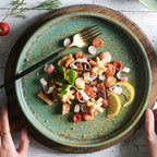 Western Plate Retro Tableware Household Creative Japanese-style Plate Personality Handmade Ceramic Stoneware Dish Soup Plate - Grand Goldman