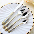 Western Food Set Of Four Stainless Steel Knife Fork And Spoon - Grand Goldman