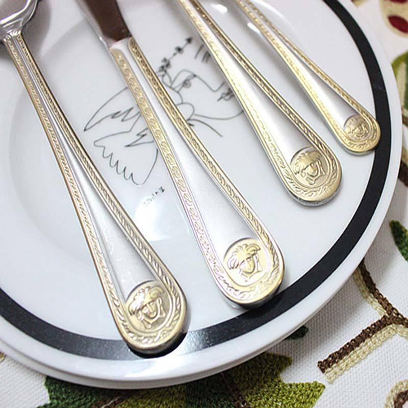 Western Food Set Of Four Stainless Steel Knife Fork And Spoon - Grand Goldman