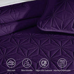 Whale Flotilla Queen Size Quilt Bedding Set, Soft Purple Queen/Full Quilts Bedspreads for All Seasons, Lightweight Geometric Star Pattern Coverlets - 3 Pieces(1 Quilt, 2 Pillow Shams) - Grand Goldman