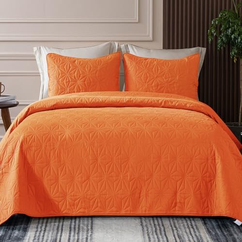 Whale Flotilla Queen Size Quilt Bedding Set, Soft Purple Queen/Full Quilts Bedspreads for All Seasons, Lightweight Geometric Star Pattern Coverlets - 3 Pieces(1 Quilt, 2 Pillow Shams) - Grand Goldman