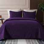 Whale Flotilla Queen Size Quilt Bedding Set, Soft Purple Queen/Full Quilts Bedspreads for All Seasons, Lightweight Geometric Star Pattern Coverlets - 3 Pieces(1 Quilt, 2 Pillow Shams) - Grand Goldman