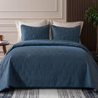 Whale Flotilla Queen Size Quilt Bedding Set, Soft Purple Queen/Full Quilts Bedspreads for All Seasons, Lightweight Geometric Star Pattern Coverlets - 3 Pieces(1 Quilt, 2 Pillow Shams) - Grand Goldman