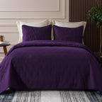 Whale Flotilla Queen Size Quilt Bedding Set, Soft Purple Queen/Full Quilts Bedspreads for All Seasons, Lightweight Geometric Star Pattern Coverlets - 3 Pieces(1 Quilt, 2 Pillow Shams) - Grand Goldman