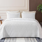 Whale Flotilla Queen Size Quilt Bedding Set, Soft Purple Queen/Full Quilts Bedspreads for All Seasons, Lightweight Geometric Star Pattern Coverlets - 3 Pieces(1 Quilt, 2 Pillow Shams) - Grand Goldman