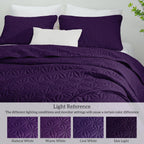 Whale Flotilla Queen Size Quilt Bedding Set, Soft Purple Queen/Full Quilts Bedspreads for All Seasons, Lightweight Geometric Star Pattern Coverlets - 3 Pieces(1 Quilt, 2 Pillow Shams) - Grand Goldman