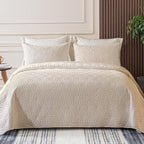 Whale Flotilla Queen Size Quilt Bedding Set, Soft Purple Queen/Full Quilts Bedspreads for All Seasons, Lightweight Geometric Star Pattern Coverlets - 3 Pieces(1 Quilt, 2 Pillow Shams) - Grand Goldman