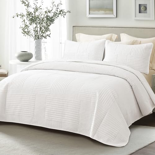Whale Flotilla Ultra Soft Queen Quilt Bedding Set, Lightweight Fall Red Quilts Bedspreads Full Size, Ultrasonic Geometric Coverlet Bed Cover for All Seasons (1 Quilt, 2 Pillow Shams) - Grand Goldman