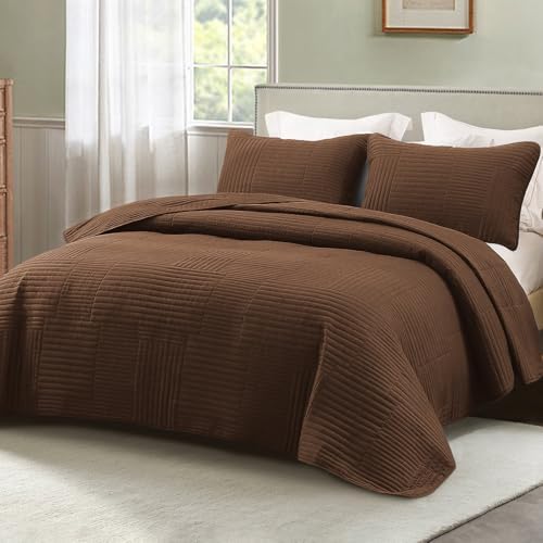 Whale Flotilla Ultra Soft Queen Quilt Bedding Set, Lightweight Fall Red Quilts Bedspreads Full Size, Ultrasonic Geometric Coverlet Bed Cover for All Seasons (1 Quilt, 2 Pillow Shams) - Grand Goldman