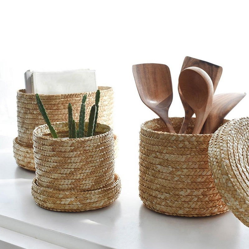 Wheat straw woven storage basket - Grand Goldman