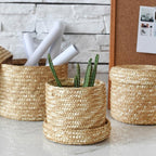 Wheat straw woven storage basket - Grand Goldman