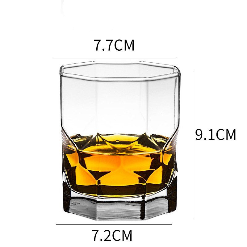 Whiskey Glass Wine Glass Foreign Wine Glass Crystal Glass Octagonal Glass Thickened Bar Glass Set Beer Glass - Grand Goldman