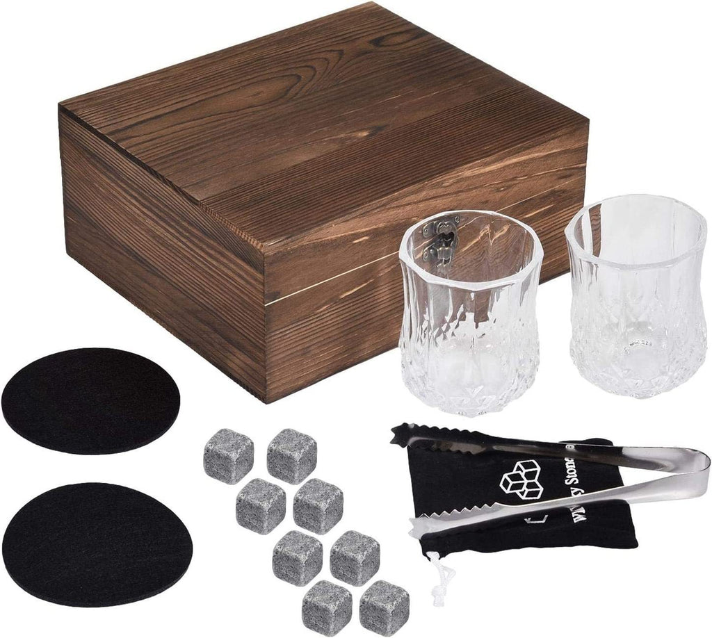 Whisky Stone Whisky Stones Glass Wooden Gift Box - Grand Goldman