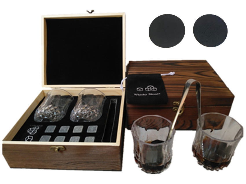Whisky Stone Whisky Stones Glass Wooden Gift Box - Grand Goldman