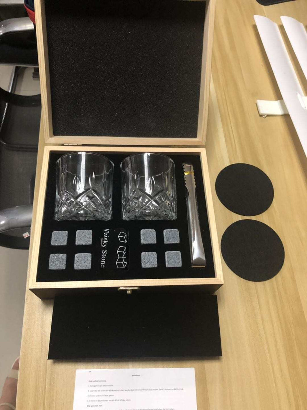 Whisky Stone Whisky Stones Glass Wooden Gift Box - Grand Goldman