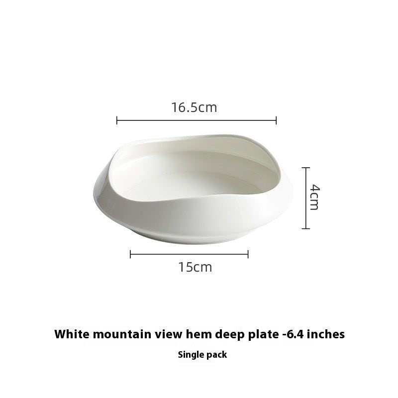 White Porcelain Tableware Guanshan Plate Household Ceramic Dishes - Grand Goldman