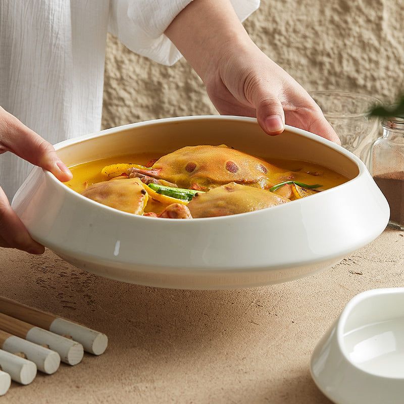 White Porcelain Tableware Guanshan Plate Household Ceramic Dishes - Grand Goldman