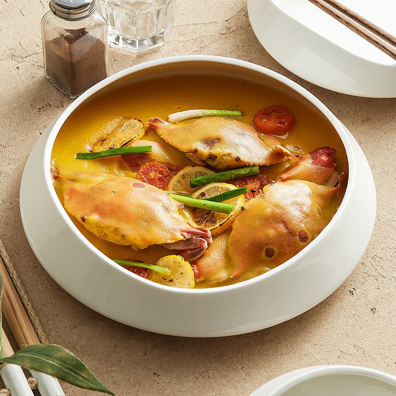 White Porcelain Tableware Guanshan Plate Household Ceramic Dishes - Grand Goldman