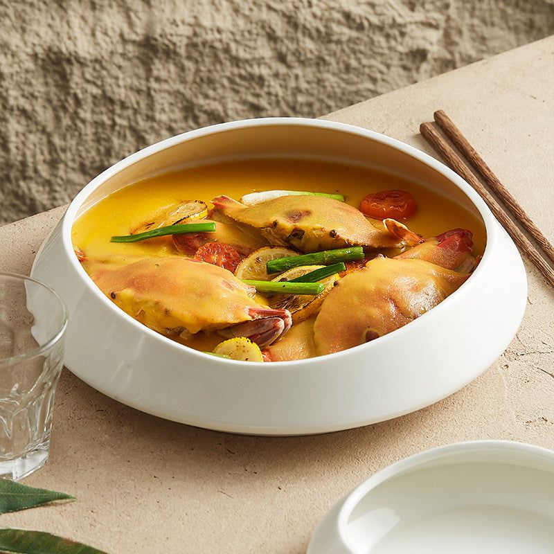 White Porcelain Tableware Guanshan Plate Household Ceramic Dishes - Grand Goldman