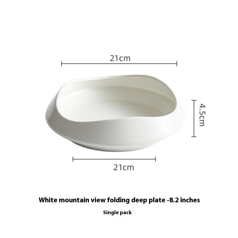 White Porcelain Tableware Guanshan Plate Household Ceramic Dishes - Grand Goldman
