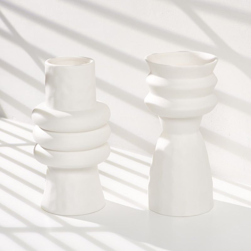 White Ceramic Dried Flower Water Vase - Grand Goldman