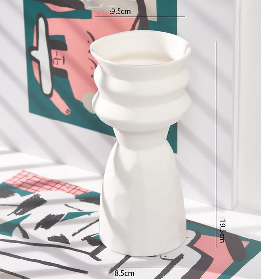 White Ceramic Dried Flower Water Vase - Grand Goldman