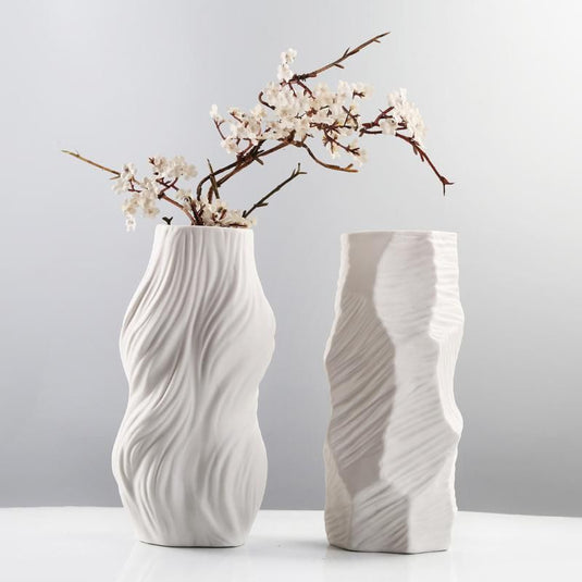 White Ceramic Vase Ornament Flower Arrangement - Grand Goldman