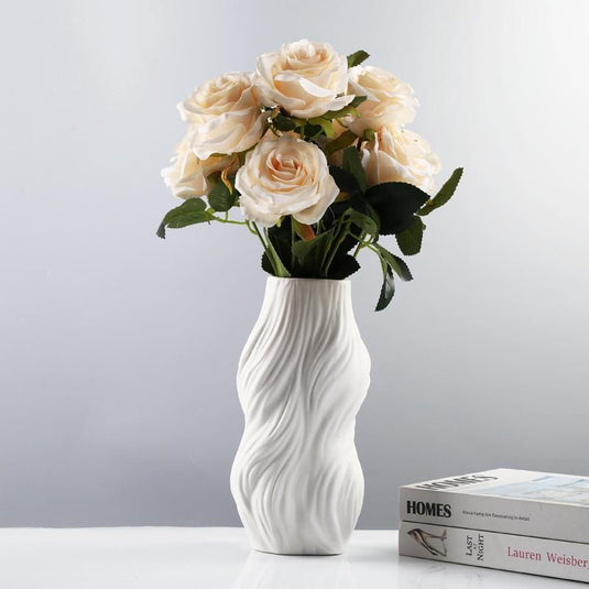 White Ceramic Vase Ornament Flower Arrangement - Grand Goldman