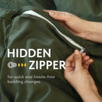 White Classic Dark Green Duvet Cover King Size, Microfiber Duvet Cover with Zipper, Duvet Cover Set with 2 Pillow Shams, Luxury Soft Comforter Cover King Size, 104 x 90 | Comforter Not Included - Grand Goldman