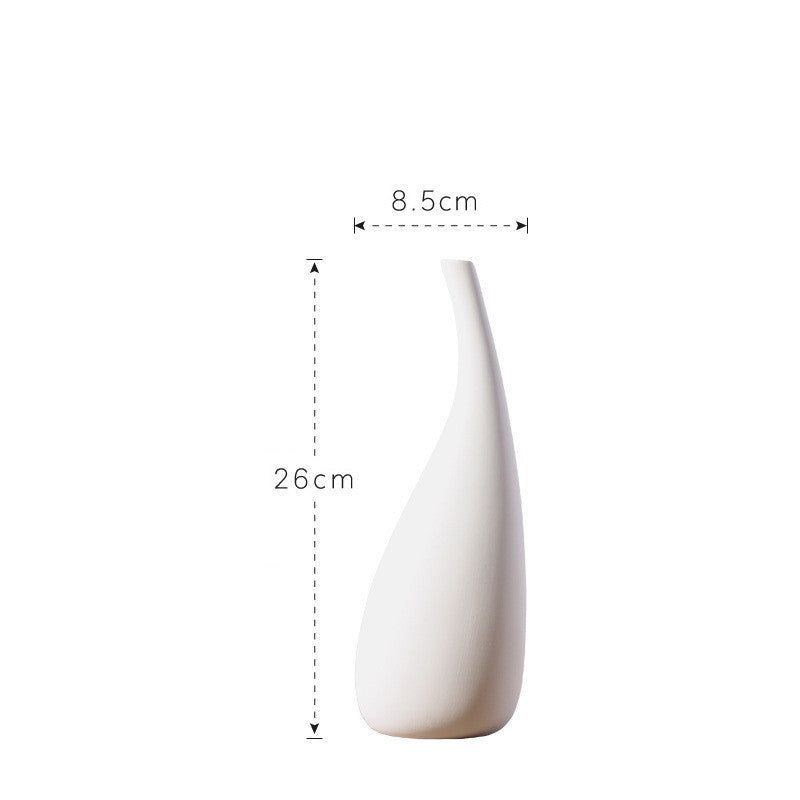 White Water Drop Vase Simple Modern Model Room Ceramic Dried Flower Flower Ornaments - Grand Goldman