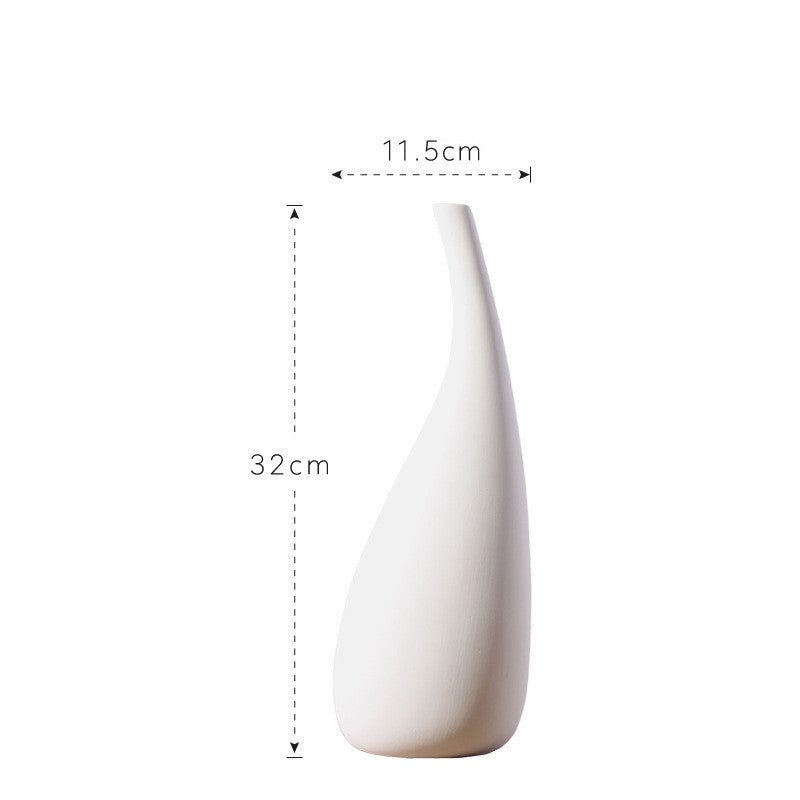 White Water Drop Vase Simple Modern Model Room Ceramic Dried Flower Flower Ornaments - Grand Goldman