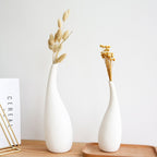 White Water Drop Vase Simple Modern Model Room Ceramic Dried Flower Flower Ornaments - Grand Goldman