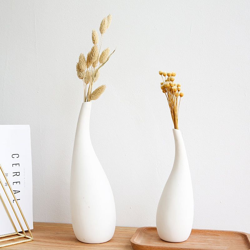 White Water Drop Vase Simple Modern Model Room Ceramic Dried Flower Flower Ornaments - Grand Goldman