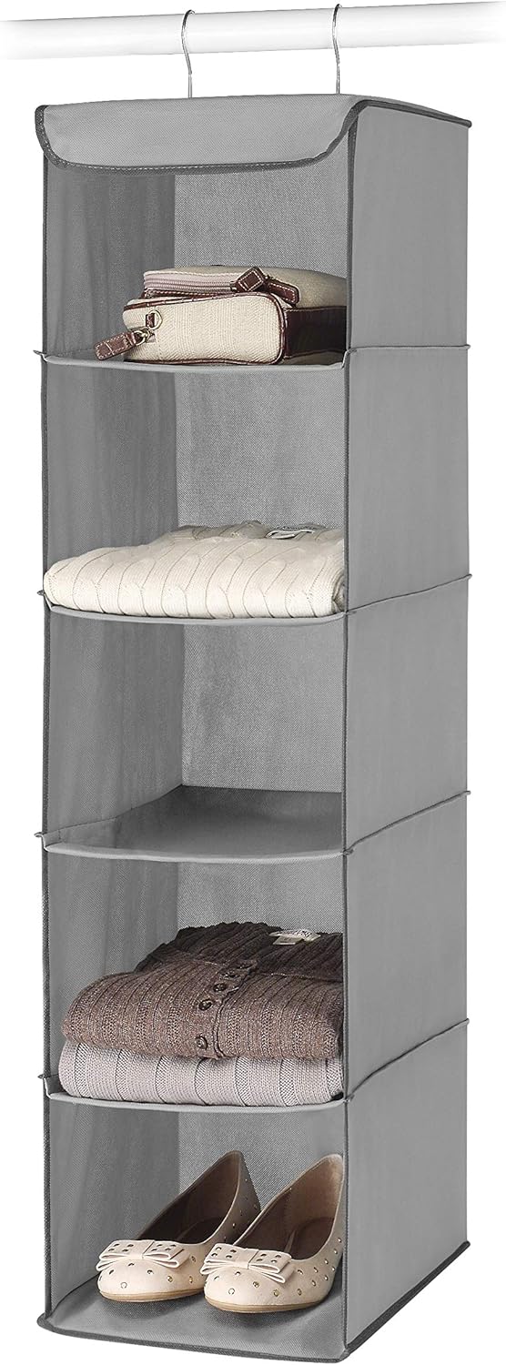 Whitmor 5 Section Closet Organizer - Hanging Shelves with Sturdy Metal Frame - Grand Goldman