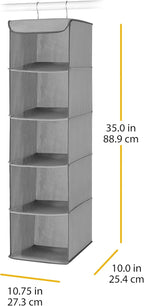 Whitmor 5 Section Closet Organizer - Hanging Shelves with Sturdy Metal Frame - Grand Goldman