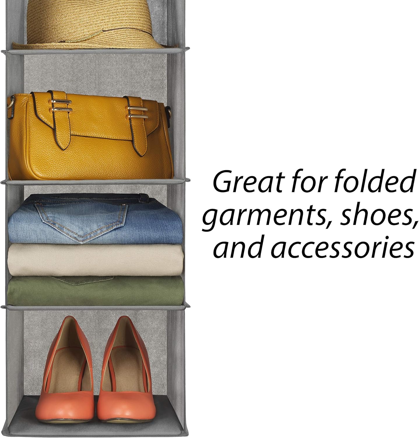 Whitmor 5 Section Closet Organizer - Hanging Shelves with Sturdy Metal Frame - Grand Goldman