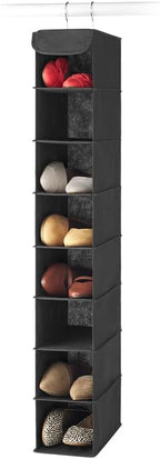 Whitmor Hanging Shoe Organizer, 8 Shelves-Hanging Closet Organizer, Hanging Shoe Rack for Small Closet, Hanging Shelves for Storage Shoes Clothes 11.5" D x 5.5" W x 41" H, Black - Grand Goldman
