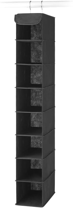Whitmor Hanging Shoe Organizer, 8 Shelves-Hanging Closet Organizer, Hanging Shoe Rack for Small Closet, Hanging Shelves for Storage Shoes Clothes 11.5" D x 5.5" W x 41" H, Black - Grand Goldman