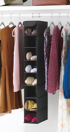 Whitmor Hanging Shoe Organizer, 8 Shelves-Hanging Closet Organizer, Hanging Shoe Rack for Small Closet, Hanging Shelves for Storage Shoes Clothes 11.5" D x 5.5" W x 41" H, Black - Grand Goldman