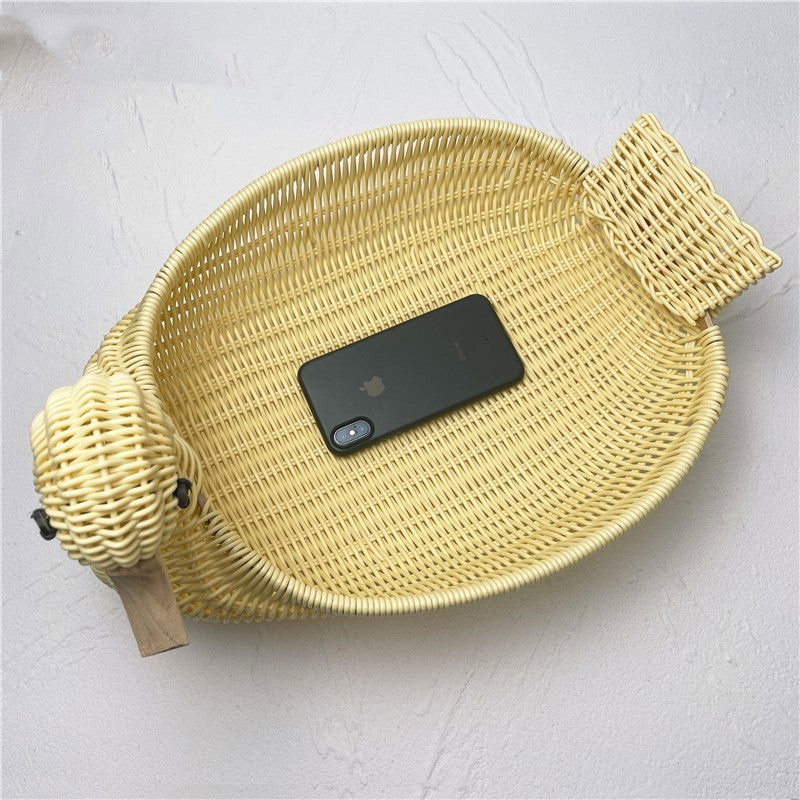 Wicker Woven Basket Bamboo Basket Rattan Woven Bamboo Basket Ornaments Storage Basket - Grand Goldman
