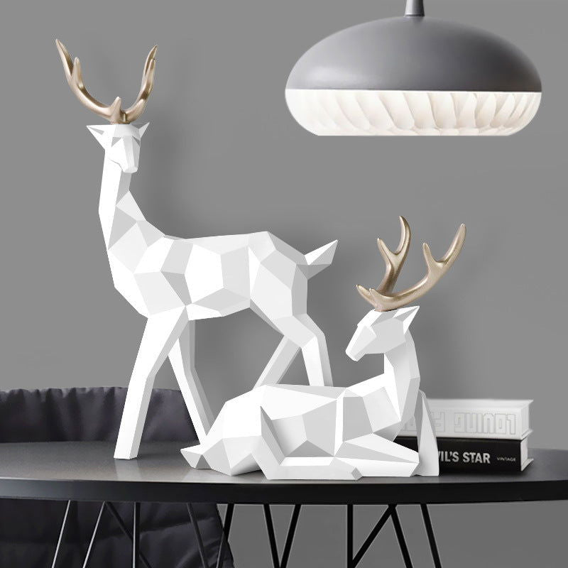 Windsor Deers Sculpture Resin Statue Decoration Home Decor Statues Deer Figurines Modern Decoration Table Ornament - Grand Goldman