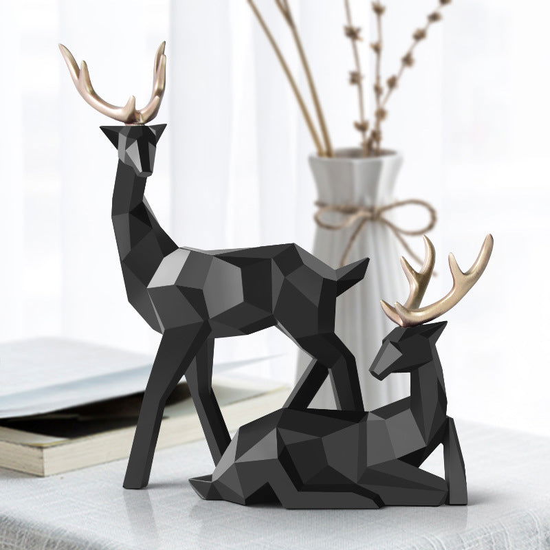 Windsor Deers Sculpture Resin Statue Decoration Home Decor Statues Deer Figurines Modern Decoration Table Ornament - Grand Goldman