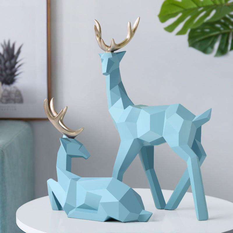 Windsor Deers Sculpture Resin Statue Decoration Home Decor Statues Deer Figurines Modern Decoration Table Ornament - Grand Goldman