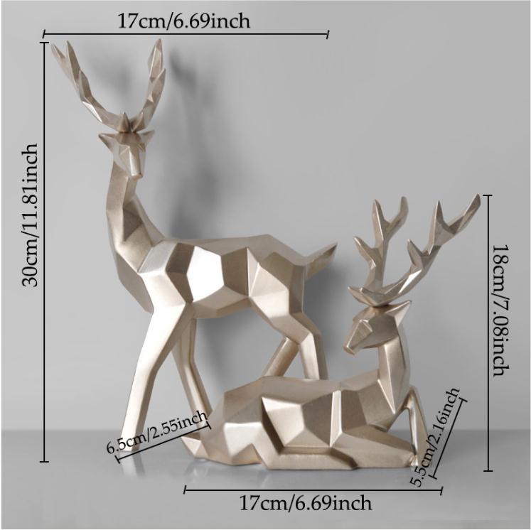 Windsor Deers Sculpture Resin Statue Decoration Home Decor Statues Deer Figurines Modern Decoration Table Ornament - Grand Goldman