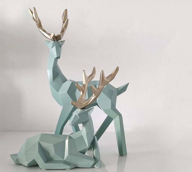 Windsor Deers Sculpture Resin Statue Decoration Home Decor Statues Deer Figurines Modern Decoration Table Ornament - Grand Goldman