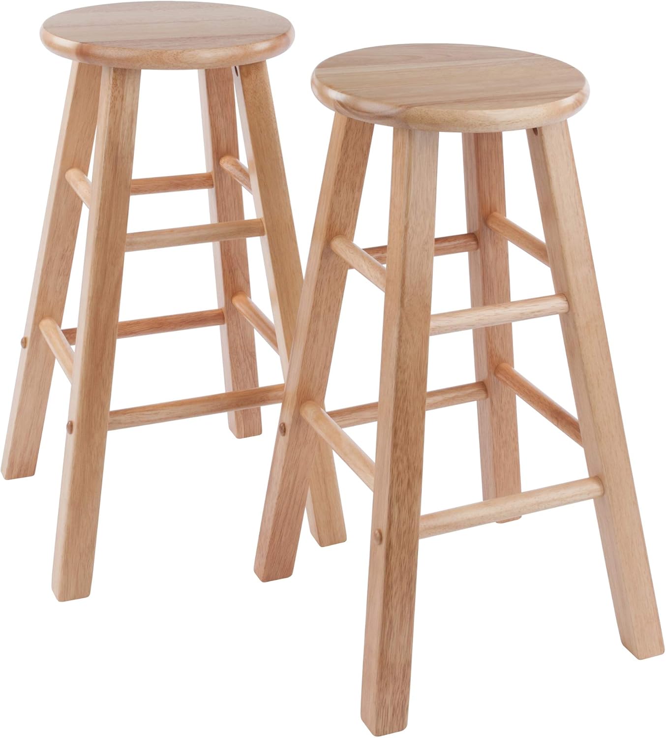 Winsome Element 2-Piece 24In Counter Stool Set, Natural Finish, Solid Wood, Modern Design - Grand Goldman