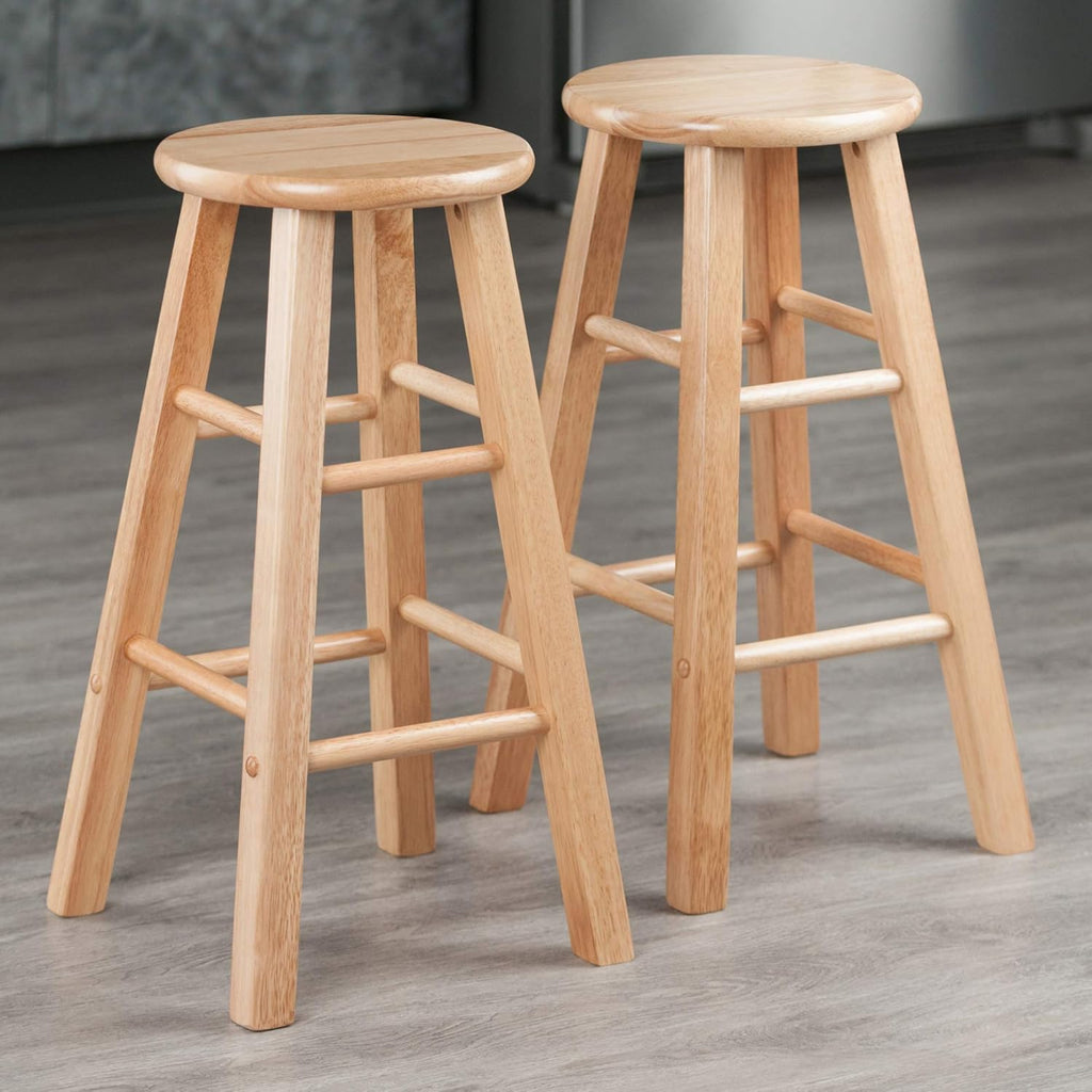 Winsome Element 2-Piece 24In Counter Stool Set, Natural Finish, Solid Wood, Modern Design - Grand Goldman