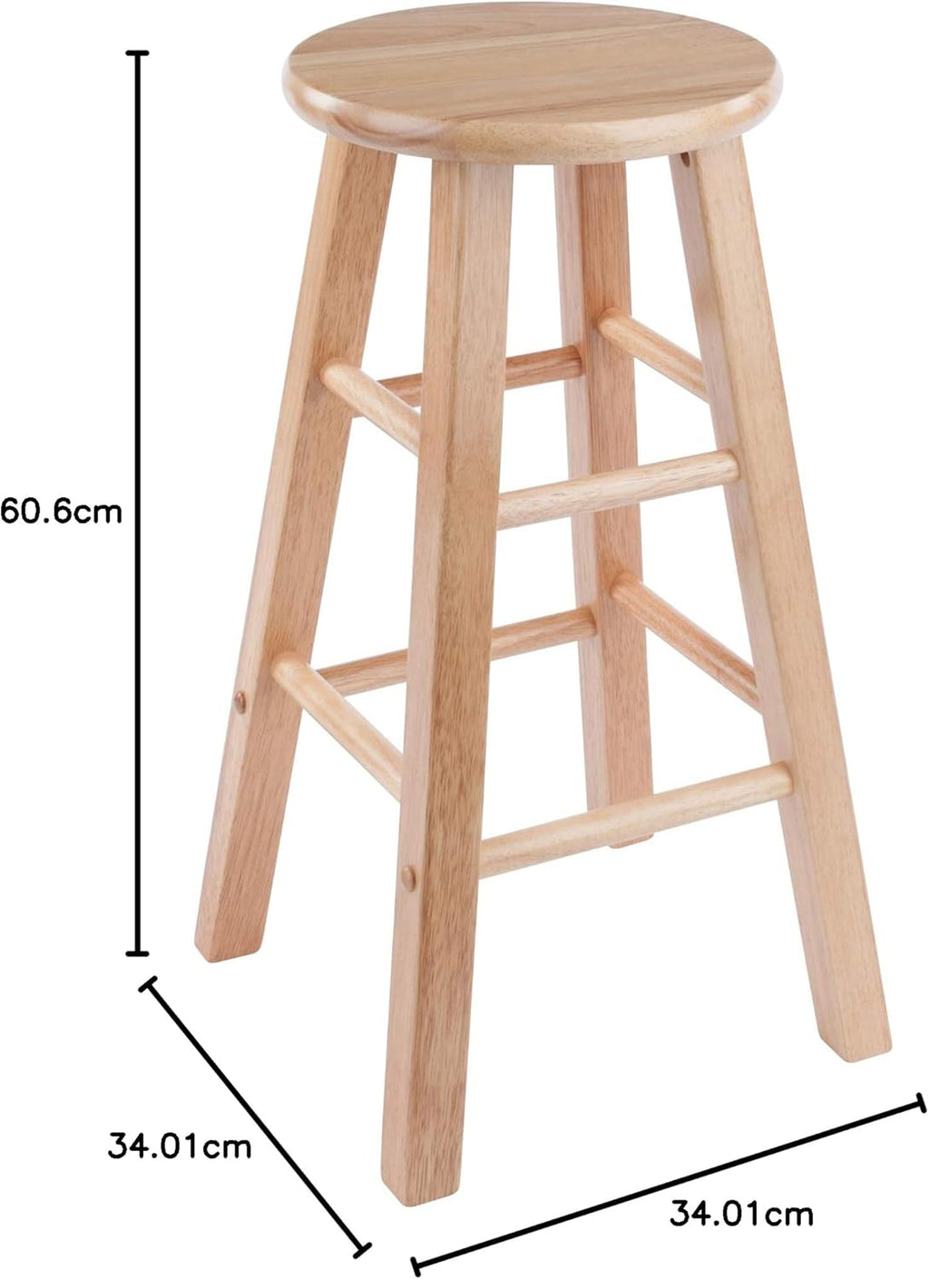 Winsome Element 2-Piece 24In Counter Stool Set, Natural Finish, Solid Wood, Modern Design - Grand Goldman